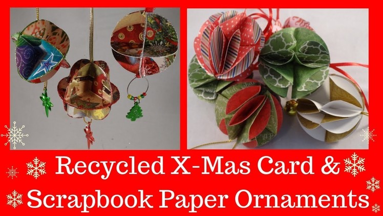 Recycled Christmas Card and Scrapbooking Paper Christmas Tree Ornaments