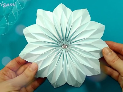 Unique origami flower. Big paper flower for wall decoration. Christmas gifts ideas and paper crafts.