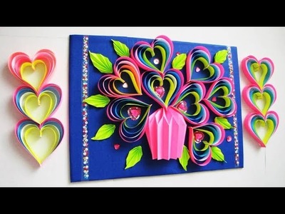 Wall Decoration Ideas | Beautiful Wall Hanging Making at Home | Paper Flower Wall Hanging н5