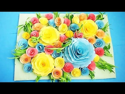 Wall Decoration Ideas | Beautiful Wall Hanging Making at Home | Paper Flower Wall Hanging ш8