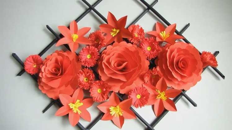 Wall Decoration Ideas | Beautiful Wall Hanging Making at Home | Paper Flower Wall Hanging. 112