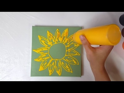 (99) Fluid Acrylic _ Sunflower easy drawing idea for beginners_ Designer Gemma77
