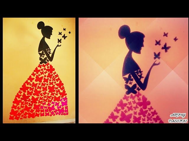 Artmypassion | DIY Room Decor Ideas | Making Girl with butterfly dress | Wall decor with butterfly