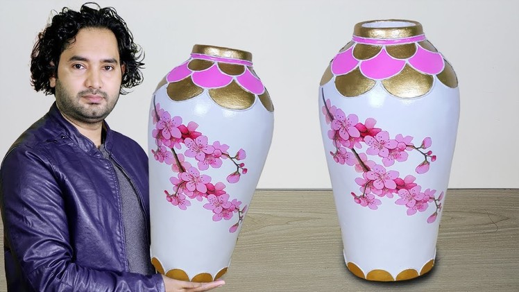 Big Size Paper Flower vase. Cement Flower vase. Corner flower vase