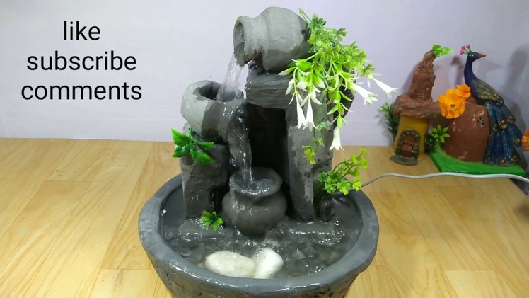 Cement Fountain | How to make beautiful amazing cemented waterfall fountain water fountain
