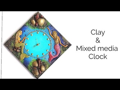 Clay mural & Mixed media clock | Mermaid theme clock