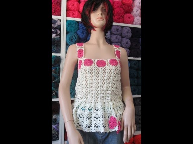 Crochet blouse with mini granny squares