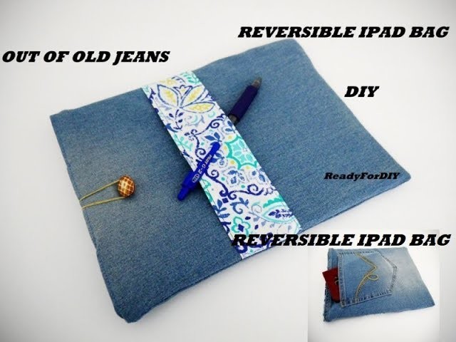 CUTE DIY JEANS IPAD COVER Out Of OLD JEANS | Reversible Jeans ipad bag easy Tutorial