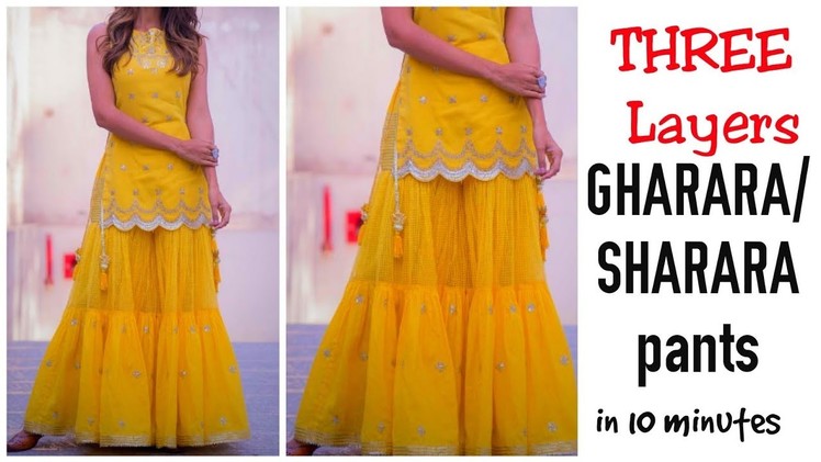 DIY : Three Tiered Gharar.Sharara Cutting and Stitching || Gharara EASY making||Latest Sharara Dress