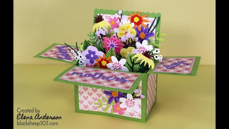 Funky Florals Mother's Day Pop-Up Box Card with Tim Holtz & Lawn Fawn Dies
