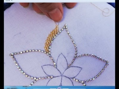 Hand Embroidery;Beautiful Flower With BeadsPearl