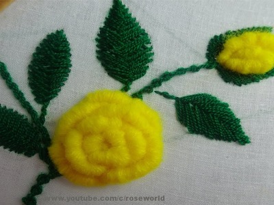 Hand Embroidery: Bullion Stitch Yellow Rose Embroidery Tutorial