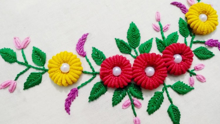 Hand Embroidery - Ring Bullion Knot Stitch.