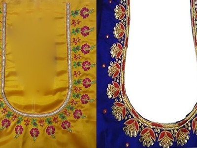 Latest Thread Embroidery Work Blouse Patterns Back Neck | Blouse Designs For Pattu Sarees Images
