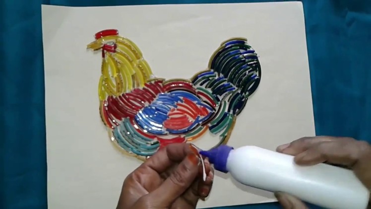 Making hen with broken bangles