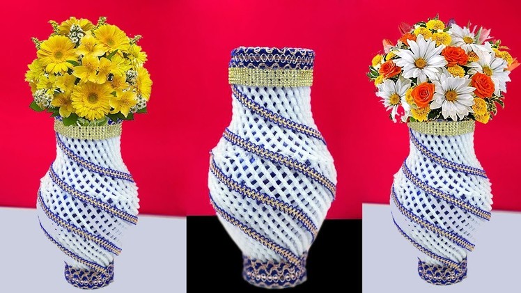 Plastic Bottle Flower Vase with Apple foam Net | How to Make a Homemade Flower Vase
