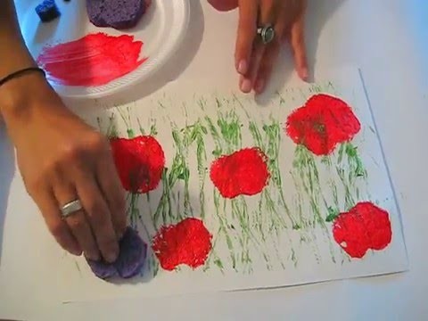 Poppy Field Printing: A Toddler.Preschool Art Lesson