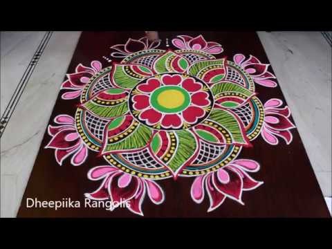 Sankranthi special rangoli design with colours * pongal special kolam 2019 new year rangolis