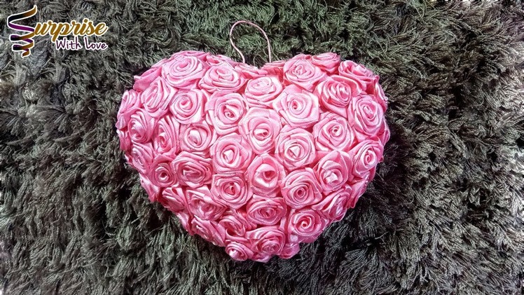 Satin Rose Heart Pillow | Heart Gift for Valentines Day!