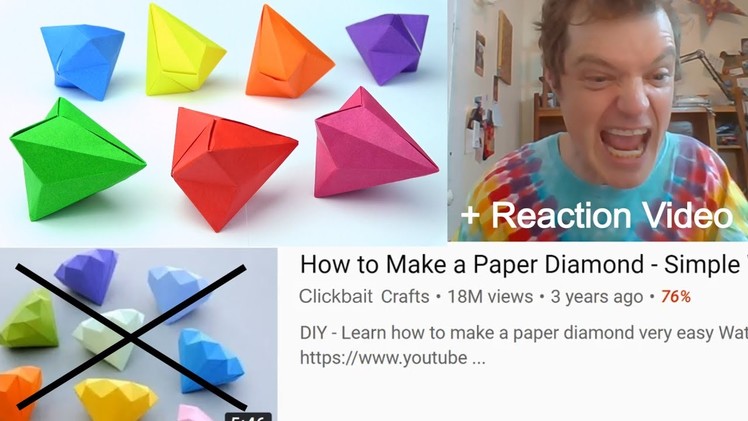 Super Simple Origami Diamond No Tape No Glue!