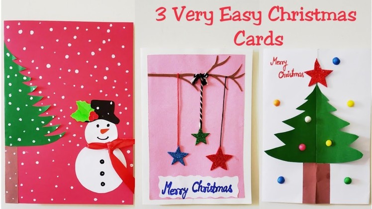 3 DIY Easy Christmas Card for Kids.Simple and Easy Greeting Card for Christmas