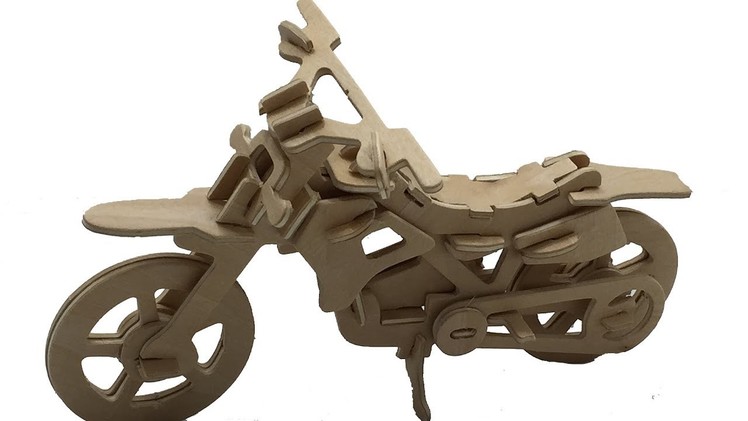 3D Wooden Puzzle DIY, Assembly the 3D Wooden CROSS COUNTRY MOTORCYCLE
