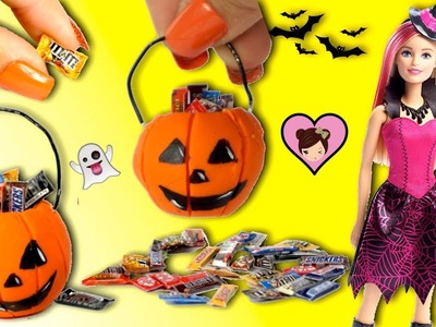 Barbie Doll Halloween Miniature Pumpkin DIY - Trick or Treating Candy