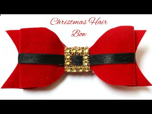 Christmas Hair Bow | Santa Claus Bow| Red Velvet Bow| DIY Hair Clip For Kids | #Bow
