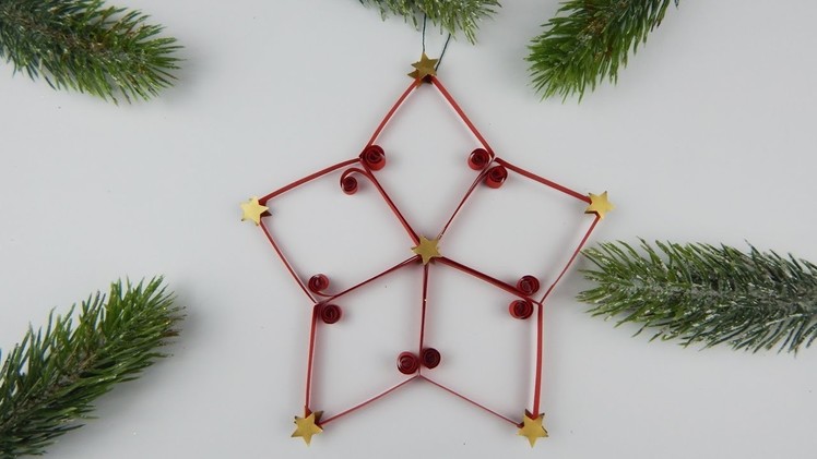 Christmas tree ornament star DIY quilling Weihnachten Stern