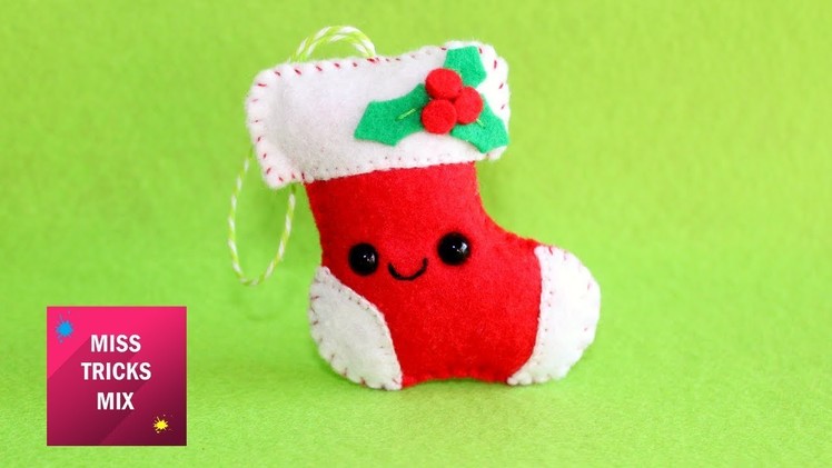Cute Santa's Boots Felt Christmas Ornament | #3 Kawaii Christmas DIY.