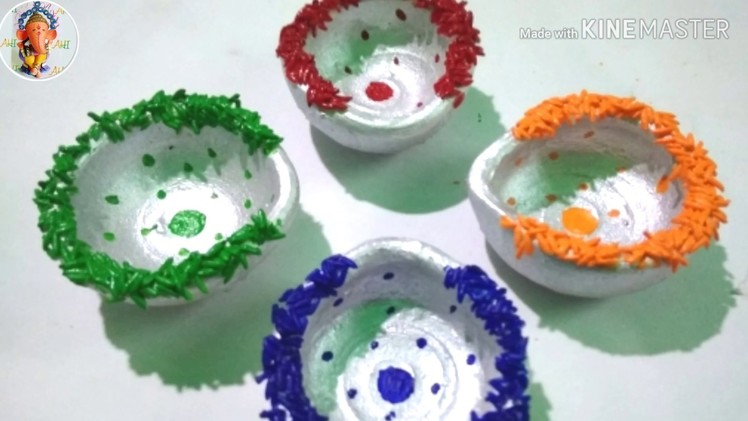 DIY.  5 beautiful diya decorate ideas for Diwali pooja