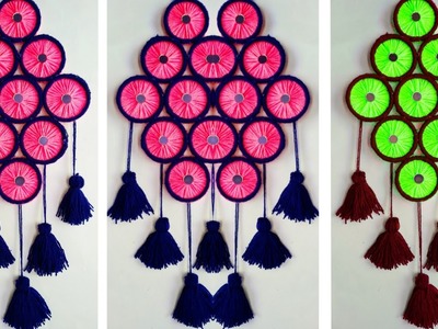 DIY BENGELS & WOOLEN WALL HANGING TORAN.NEW DESIGN WOOLEN WALL HANGING CRAFT IDEA.BEST OUT OF BANGEL