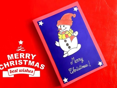 DIY Christmas Pop Up Card | Beautiful Greeting Cards | Snowman Drawing Card | Christmas Tree Card