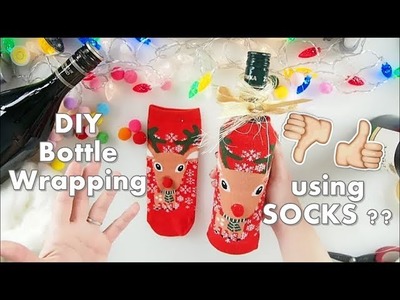 DIY Christmas Socks as Bottle Wrapping ♡ Maremi's Small Art ♡