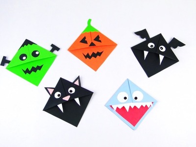 DIY Corner Bookmarks.Halloween Crafts. Monster Bookmarks