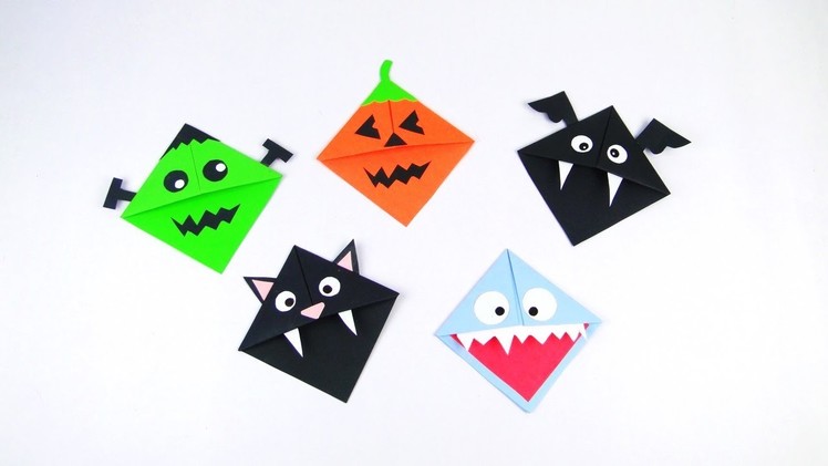 DIY Corner Bookmarks.Halloween Crafts. Monster Bookmarks