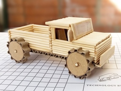 DIY Crafts - How to Make a pickup truck with bamboo sticks.skewers - Craft ideas