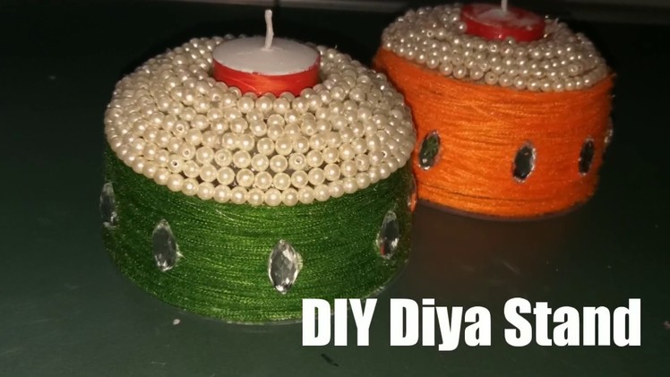 DIY Diya Stand With Beads, Wool, and Waste Material