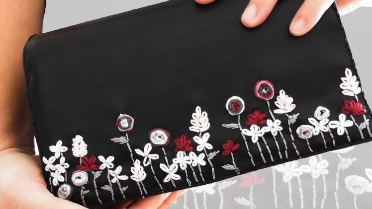DIY: floral embroidered clutch bag FROM SCRATCH!!!