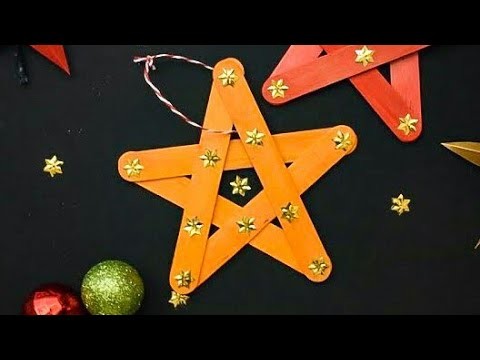 DIY One Minute Star Ornaments | Easy Christmas Tree Ornaments from Popsicle Sticks #christmasdecor