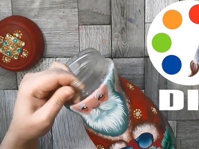 ????????DIY,  Paint the Santa Claus HAT, ❄Christmas decoration idea❄, Jar craft idea