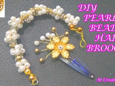 DIY pearl beads hair brooch.how to make hair brooch