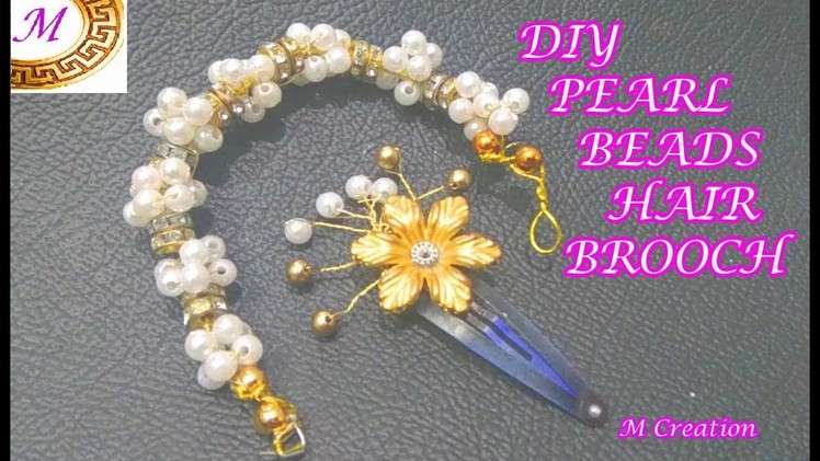 DIY pearl beads hair brooch.how to make hair brooch