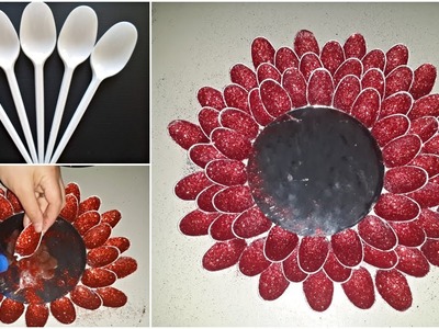 DIY Plastic Spoon Mirror  - Easy Wall Decor - DIY Plastic Spoon Crafts