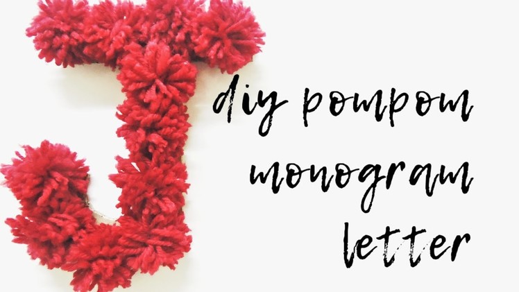 DIY PomPom Monogram Letter On Cardboard #Yarn Crafts #DIY Home Decor #Gift Ideas