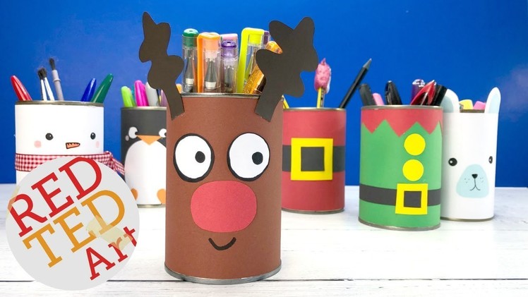 DIY Rudolph Desk Tidy - Easy Christmas Crafts Kids - Reindeer Candy Holder