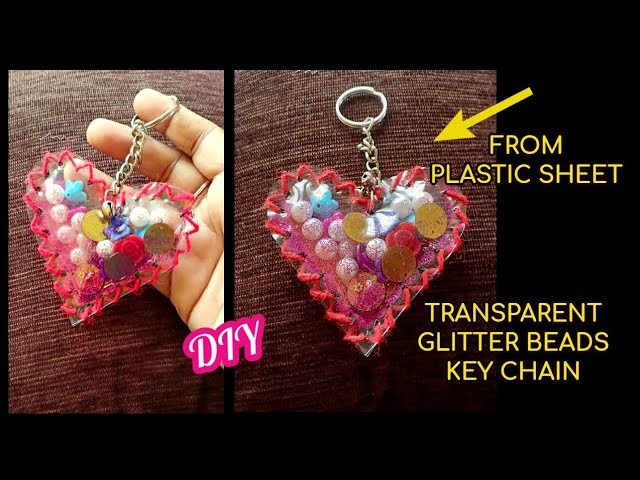 DIY transparent glitter keychain