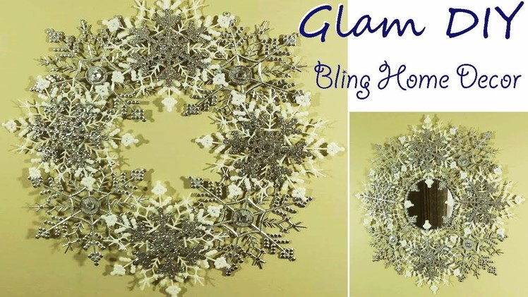 Dollar Tree DIY Glam Bling Snowflake Christmas Wreath Snowflake Wall Mirror