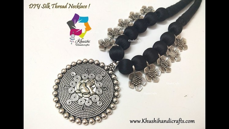Easy DIY Black Silk Thread Oxidised Necklace | Handmade Jewellery | Jewellery Making
