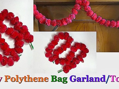 Easy Garland.Door Hanging making from polythene bag |DIY marigold garland Making |Best out  Of Waste